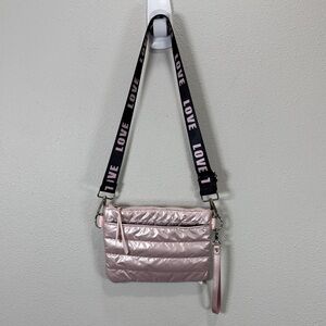 LemonBella small puffer Pink Quilted Crossbody Bag wristlet